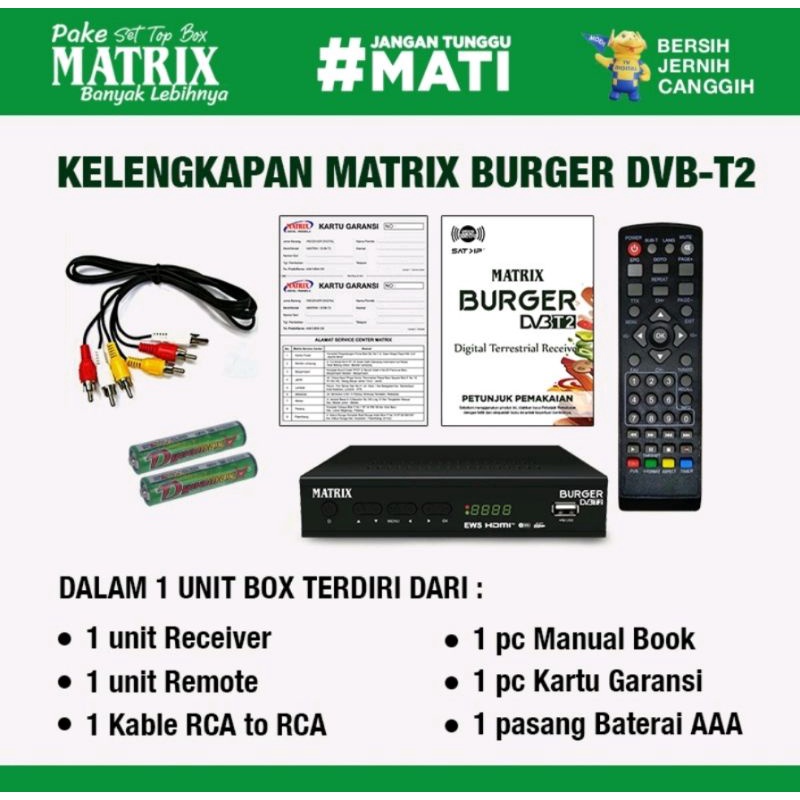 SET TOP BOX DVBT2 RECEIVER MATRIX BURGER HIJAU HD - DVBT