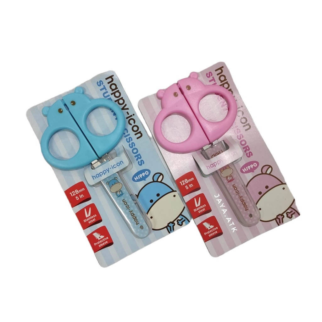 

GUNTING KERTAS ANAK + TUTUP HIPPO DELI 6032 STAINLESS UJUNG TUMPUL KIDS SCISSORS