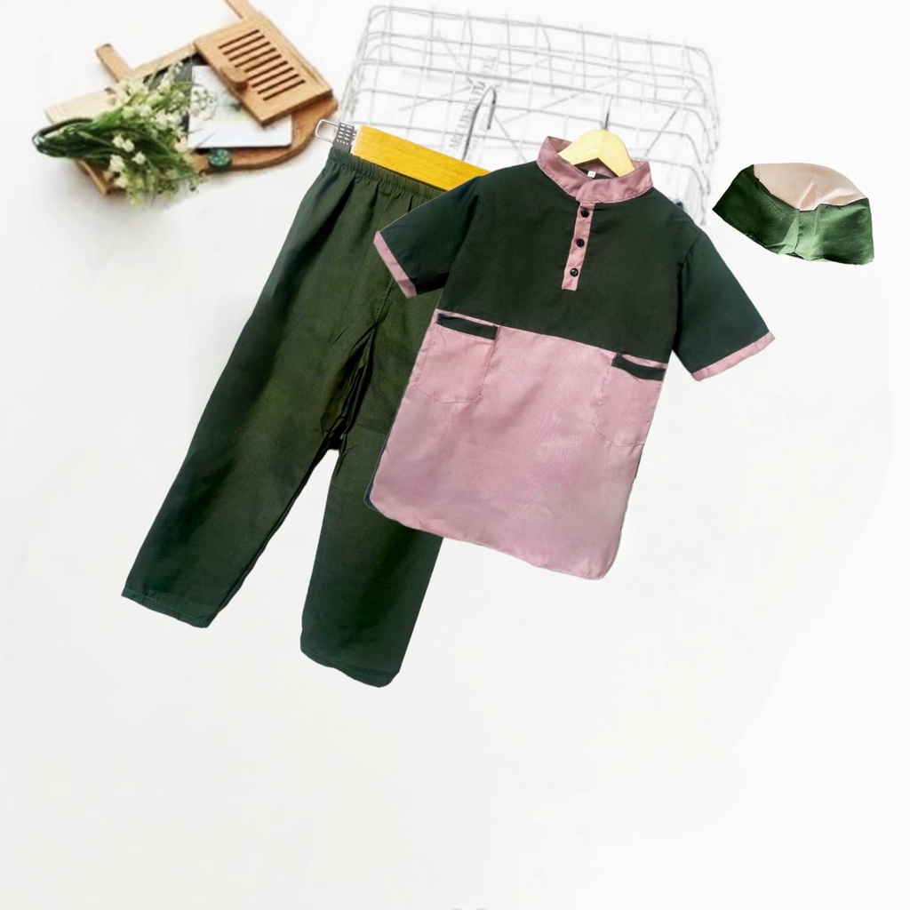 Baju koko anak laki-laki bahan katun usia 1 sampai 10 tahun/setelan koko/baju koo murah/baju muslim ana laki-laki