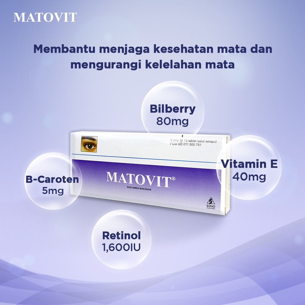 Matovit Suplemen Bantu Menjaga Kesehatan Mata 3 Strip @10 Tablet