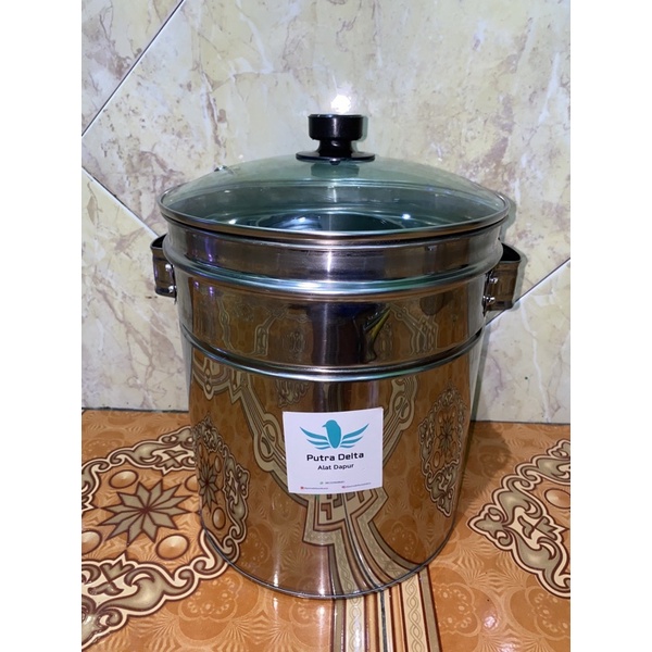 Dandang Bakso Ukuran 24 TUTUP KACA pegangan stainless Dandang bakso 24 tutup kaca rivet Dandang baks