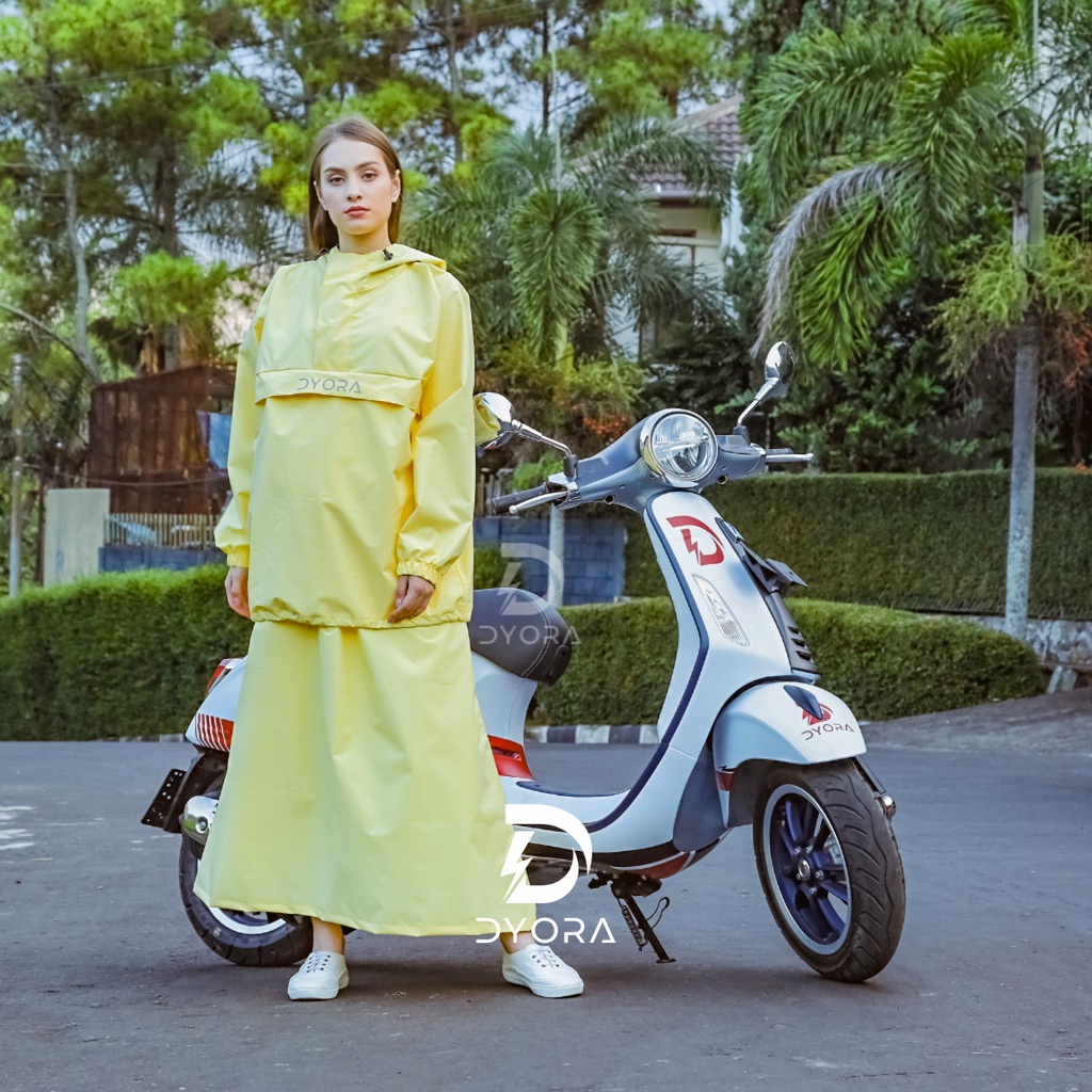 Raincoat DYORA Zeeva Series Yellow / Jas Hujan DYORA Gamis Muslimah Mantel Rok Hujan Wanita Jas Ujan