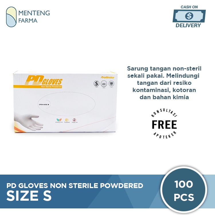 PD Gloves Sarung Tangan Karet Size S 100 Pcs - Sarung Tangan Medis Seperti Sensi