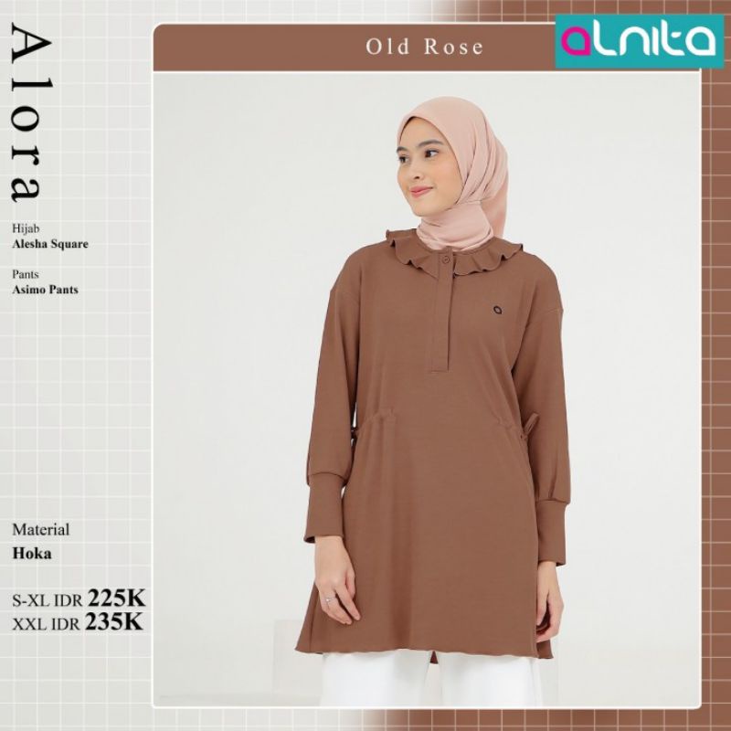 Alnita Nibras Tunik Lengan Panjang Polos Wanita Remaja Alora