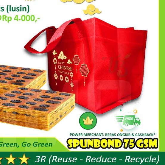 

Goodie bag Imlek 26x26cm Kue Lapis Legit Spunbond Bukan Paperbag - Merah