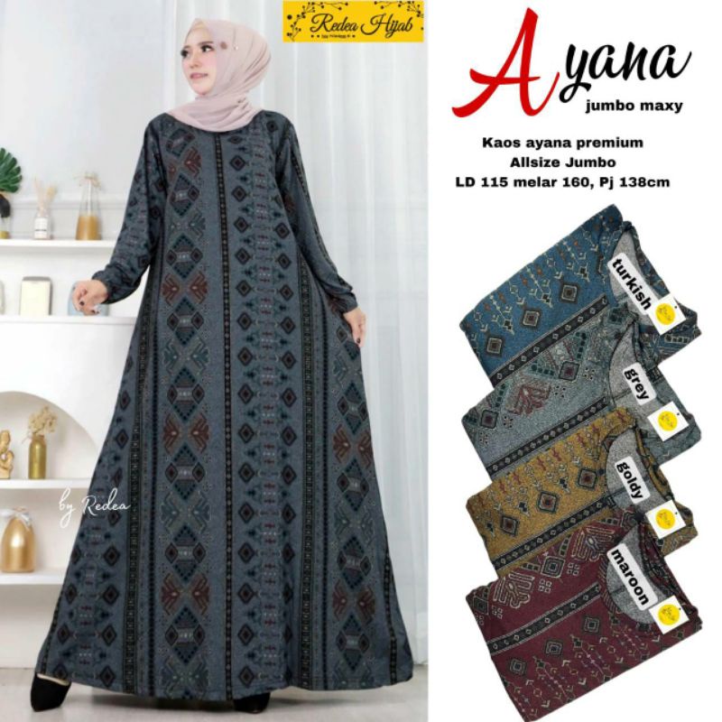 GAMIS TERBARU 2022 AYANA JUMBO MAXY BY REDEA DIANA DENIM PREMIUM HQ LD 120 MELAR SAMPAI 140 PB 138 B