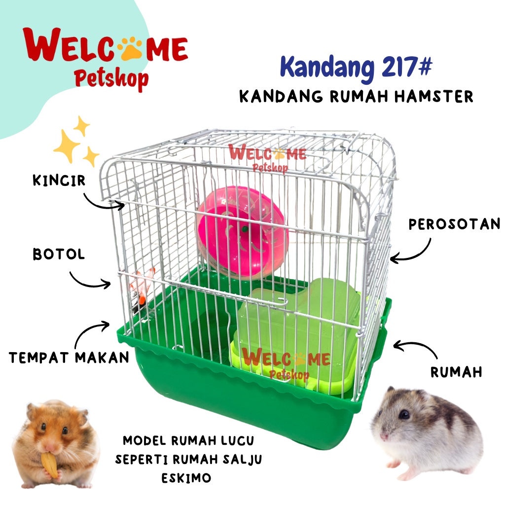 Kandang 217 Rumah Hamster Mainan Kincir SWEET Satu Set Lantai Dua Lucu
