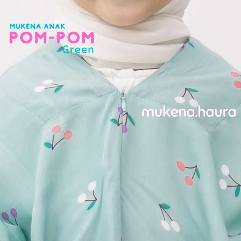 Mukena Anak 2in1 Pompom Rayon Resleting Dagu