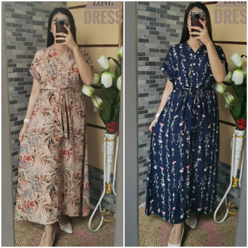 BISA COD AZKIYAHIJAB29 DAILY DRESS RAYON VISCOSE LONG DRESS MOTIF DASTER HAMIL BUSUI JUMBO MIDI DRES
