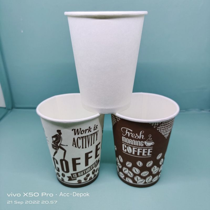 PAPERCUP 8 OZ / GELAS KERTAS 8OZ MOTIF FRESH MORNING COFFE / MOTIP TERBARU ISI 50 PCS