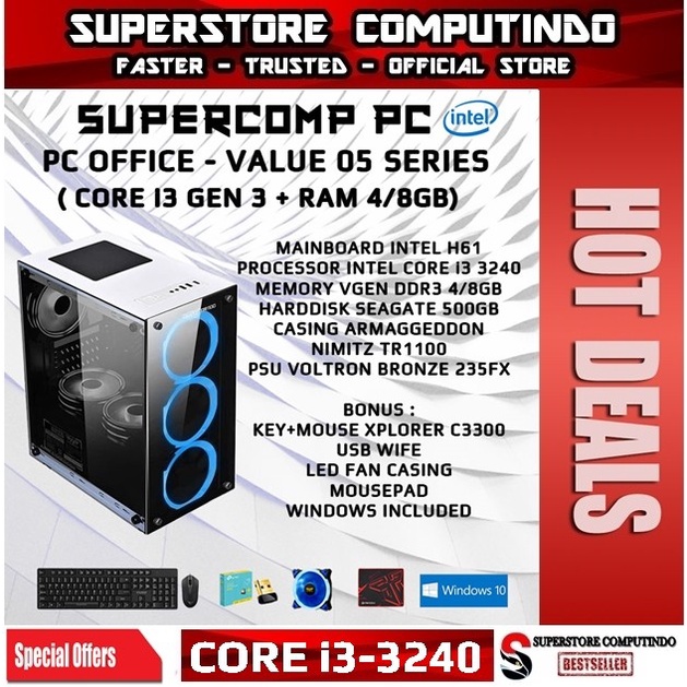 PC Rakitan Office Intel Core i3 - RAM 4/8GB - Value 05 Series - Siap Pakai