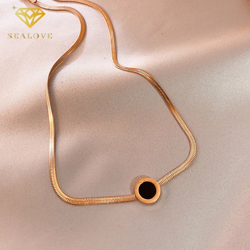 kalung titanium wanita semanggi ori 100% anti karat dan luntur perhiasan titanium asli Aksesori Korea