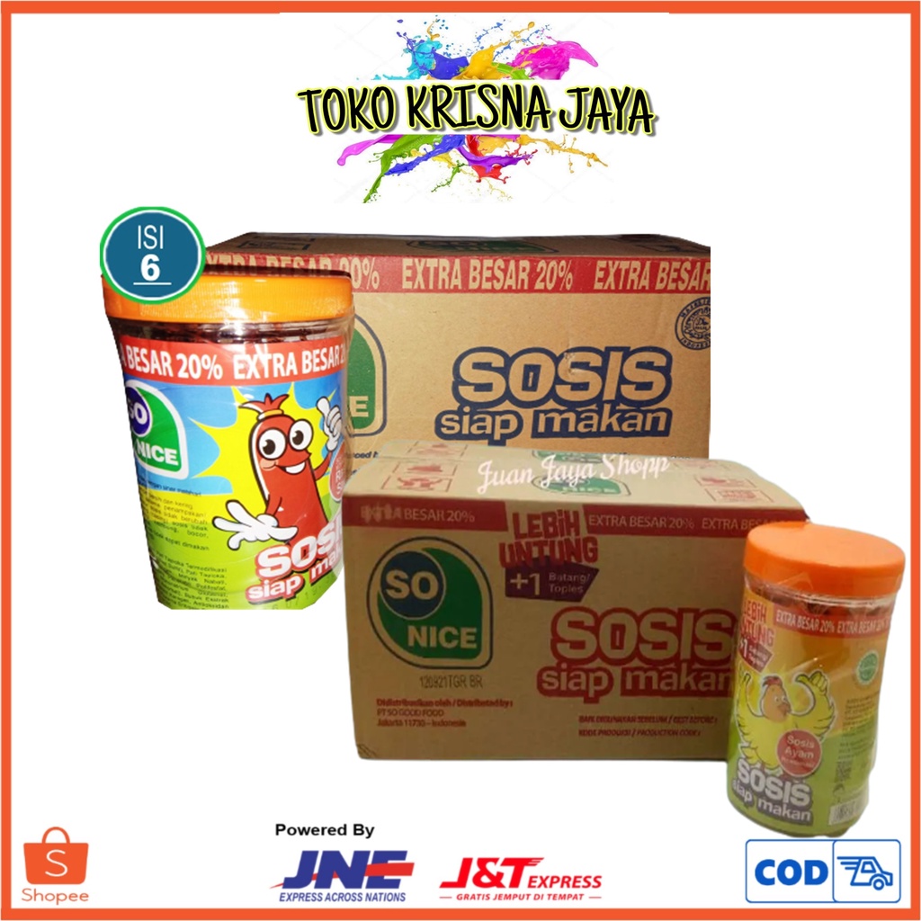 

1 DUS SOSIS SIAP MAKAN SOSIS SO NICE EXTRA BESAR 20% RASA AYAM DAN SAPI ISI 6 TOPLES