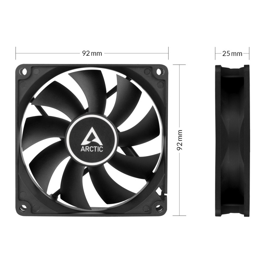 Fan ARCTIC F9 PWM PST - Black/Black - Single Pack - 92mm 9,2cm