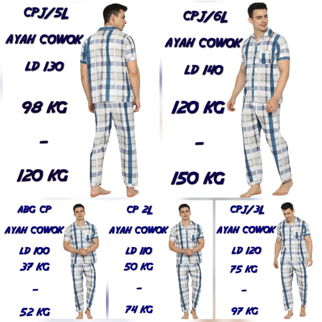 BAJU TIDUR PRIA KATUN DELUXE CORAK / SET / SETELAN CELANA PANJANG / LENGAN PENDEK ALL SIZE DAN JUMBO