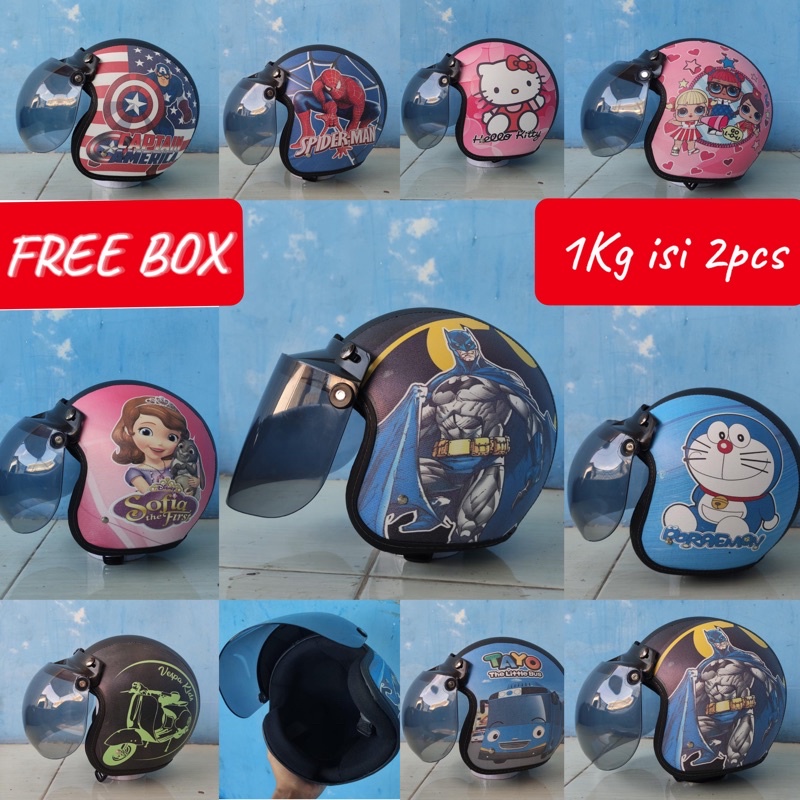 Helm Bogo Anak Retro Usia 2-6 Tahun Berbagai Macam Karakter