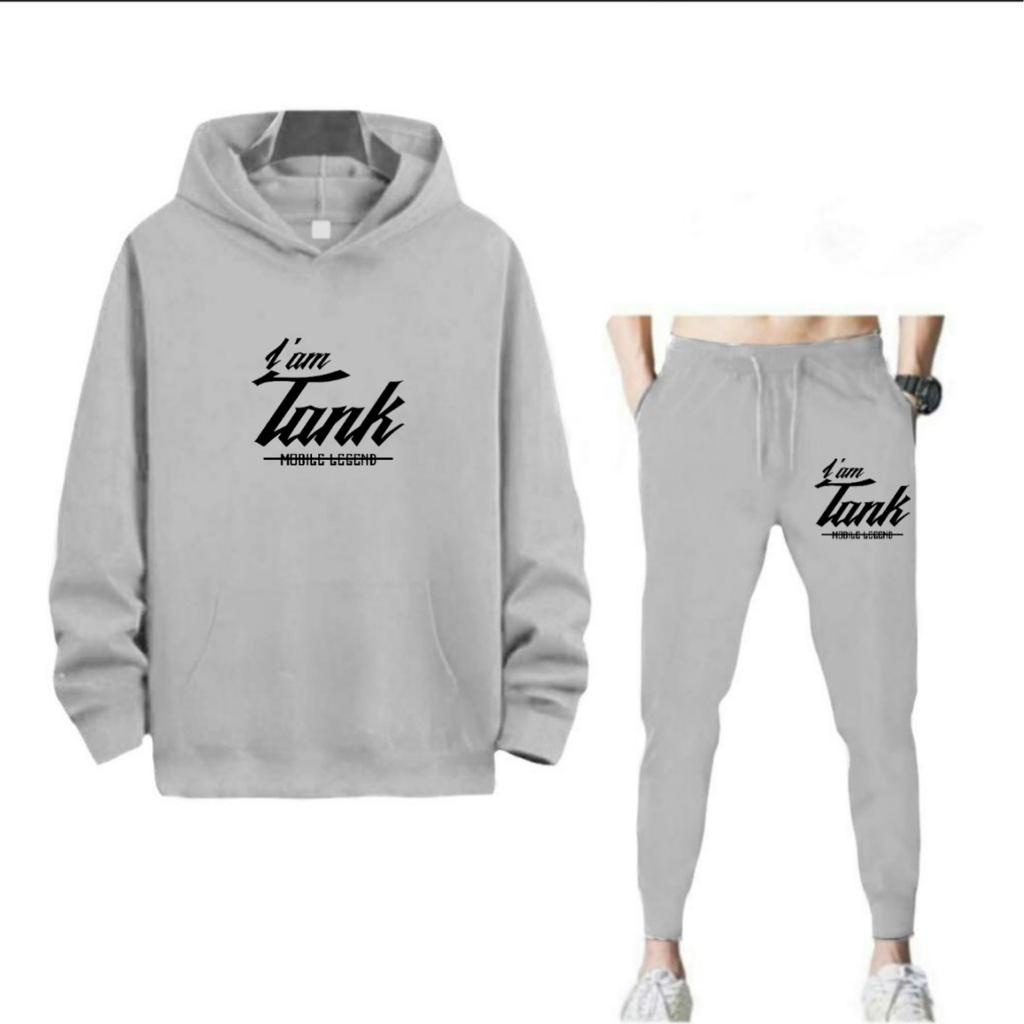 SETELAN I AM TANK JOGGER DAN HOODIE BAHAN TEBAL NYAMAN DIPAKAI TERLARIS