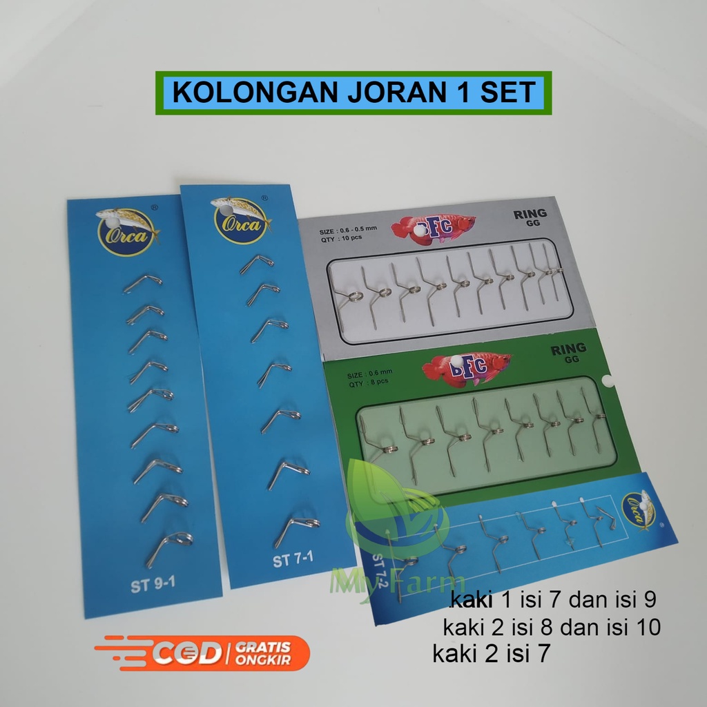 Kolongan Pancing 1 Set Untuk Tegek Atau Joran Kolaman Kaki Satu Dan Kaki 2 Cincin Ring Guide Eter Ka
