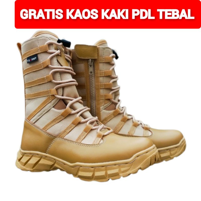 Sepatu Pdl Ninja Weba Cream Gurun Kulit Sapi Asli Berkualitas Merk TXARMY Untuk Kerja Lapangan SATPO