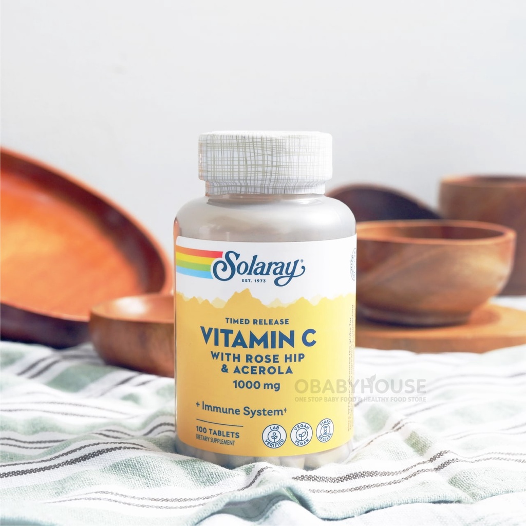 Solaray Timed Release Vitamin C 1000mg Rose Hips &amp; Acerola 100 Veg Caps