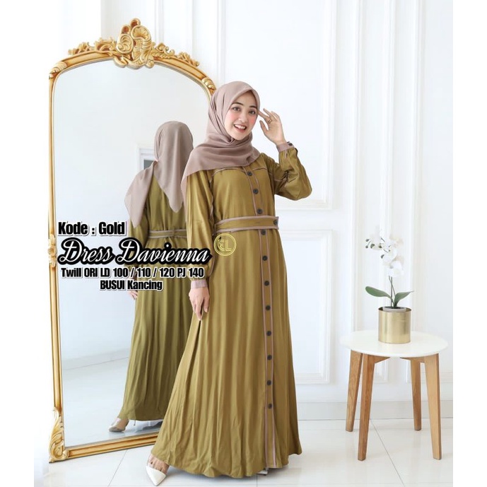 Dress klok kancing /twill ori/by elzhaf
