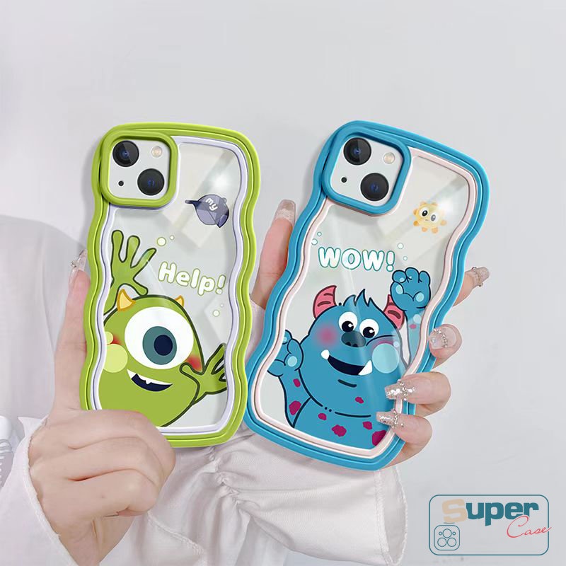 Casing Untuk Realme C55 C15 C21Y C25Y C12 C11 2020 C25 C35 C25s C11 2021 C20 C20A C3 5s 5 5i 6i C1 Kartun Monster Lucu Universitas Pasangan Lembut Baru Bergelombang Tepi Casing Ponsel