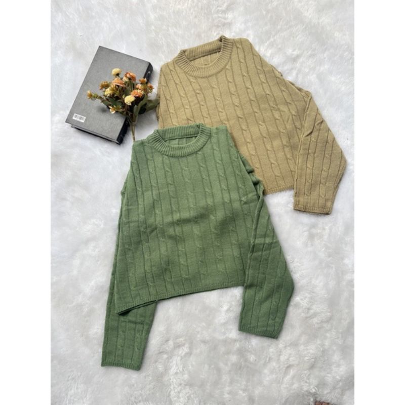 LORA BLOUSE SWEATER CROP FULL CABLE