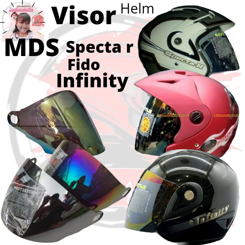KACA helm MDS spectra r MDS fido MDS infinity pelangi silver smoke bening visor helmet FLAT iridium