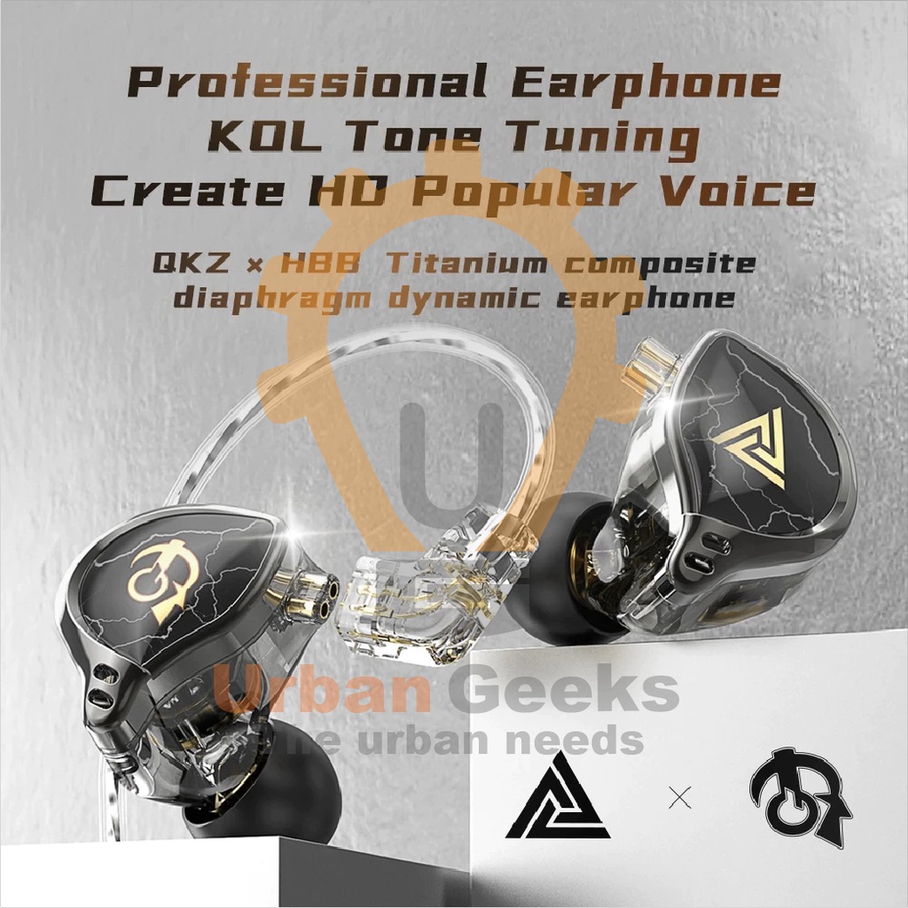 QKZ X HBB Earphones With Mic Titanium Coated Diaphragm Driver HiFi alt KZ DQ6S x HBB