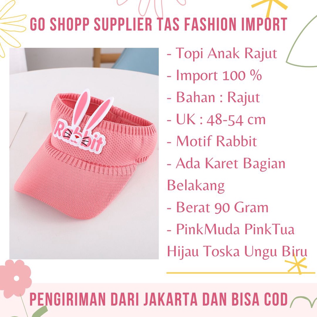 Topi Anak Perempuan Rajut Motif Rabbit Lucu Import Fashion Korea Terbaru - Visor Sport Hat Kekinian CP06