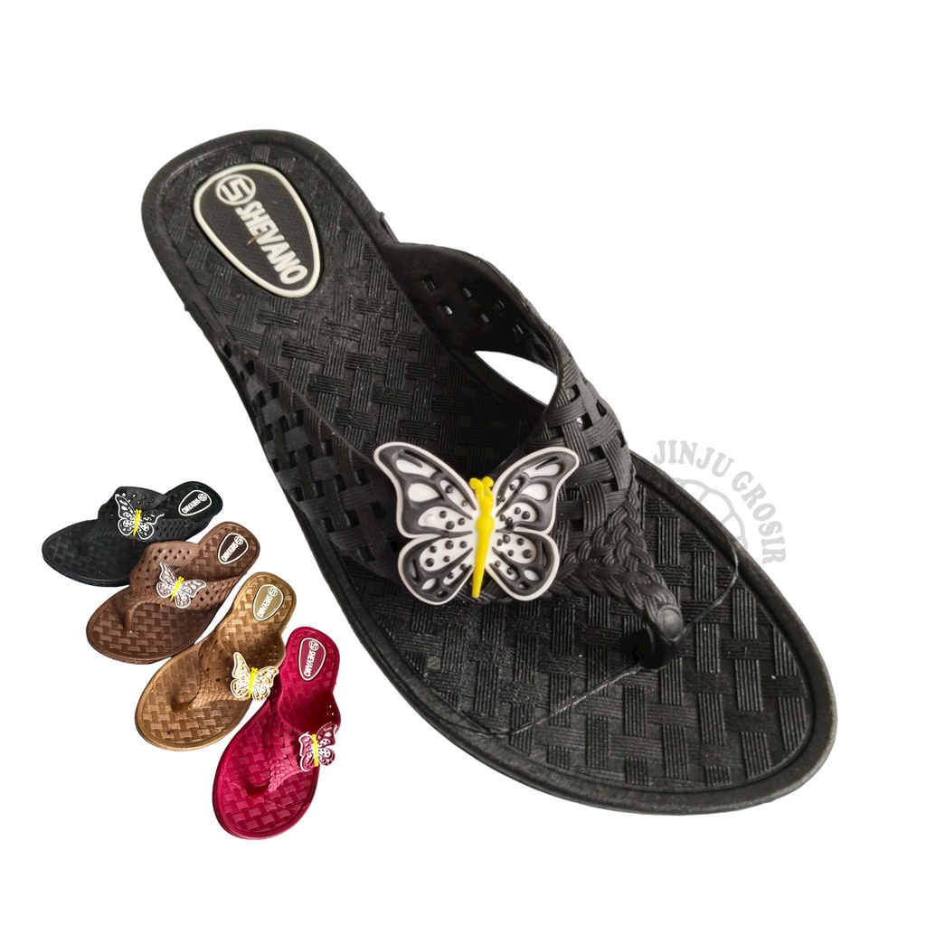 Sandal Jepit Wanita Karet Sendal Japit Perempuan Cewek Sehari Hari Hiasan Kupu Kupu Viral Lucu Terba