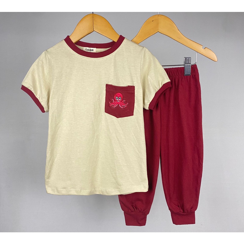 Setelan Anak Unisex Embun Lucuna Warna Maroon Size 1-5 Th