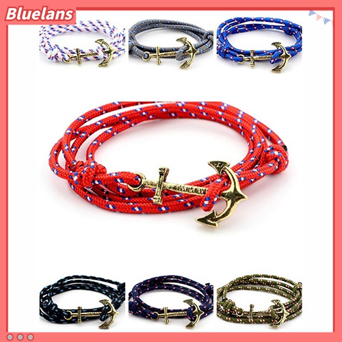 Gelang Tali Handmade Multilayer Aksen Jangkar Untuk Pria Charms