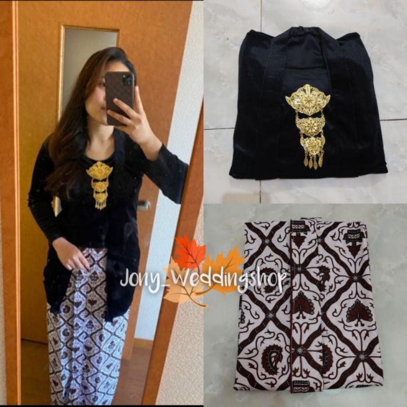 Set Baju Adat Kebaya Pendek Bludru + Jarik Wiru - Motif Sido Luhur