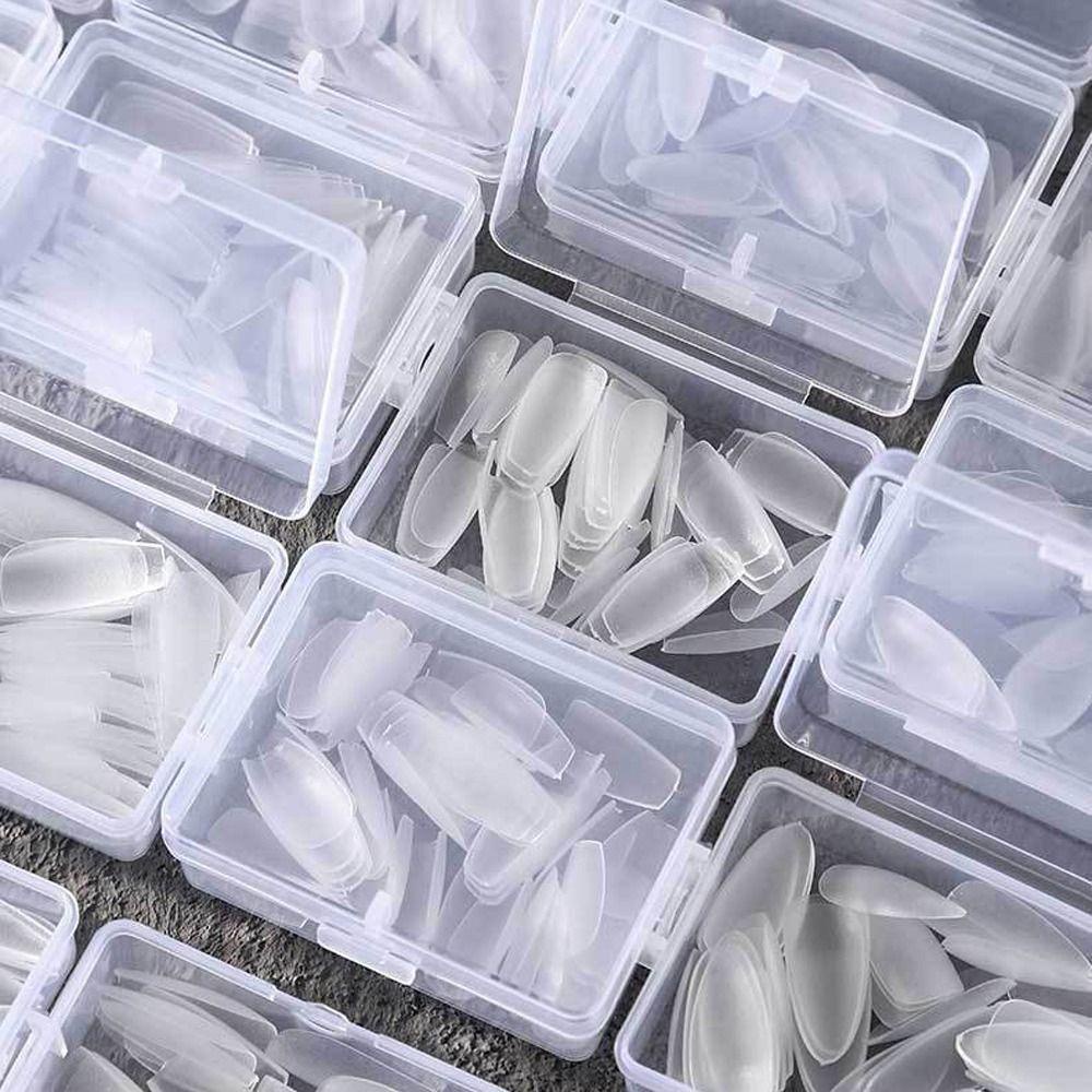 AUGUSTINA Agustinina Tips Kuku Palsu Buatan 50 Pcs Tahan Lama Peti Mati Almond DIY UV Gel Cepat Bangunan Cetakan Tekan Pada Alat Nail Art