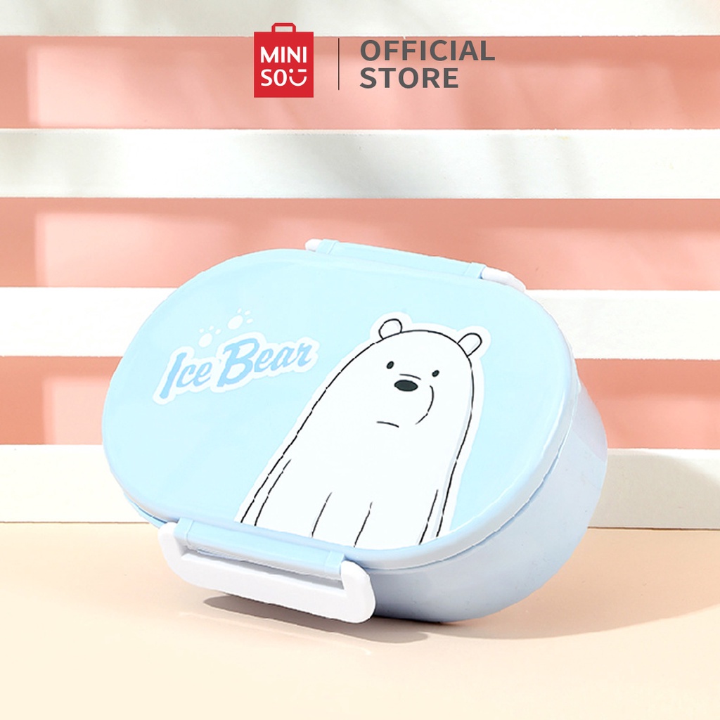 Miniso Kotak Makan We Bare Bears Lunch Box 650Ml 2 Grids Tempat Bekal Imitasi Besar Bento Box Kotak