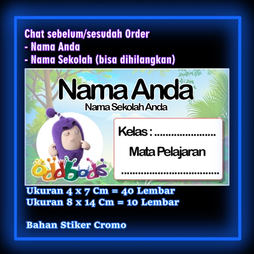 

Stiker Label Buku Oddbods kartun anime lucu Karakter Lucu Custom Lebel Nama cromo murah 20 Varian berbeda Sticker Pelajaran Mapel buku anak sekolah Vol 13