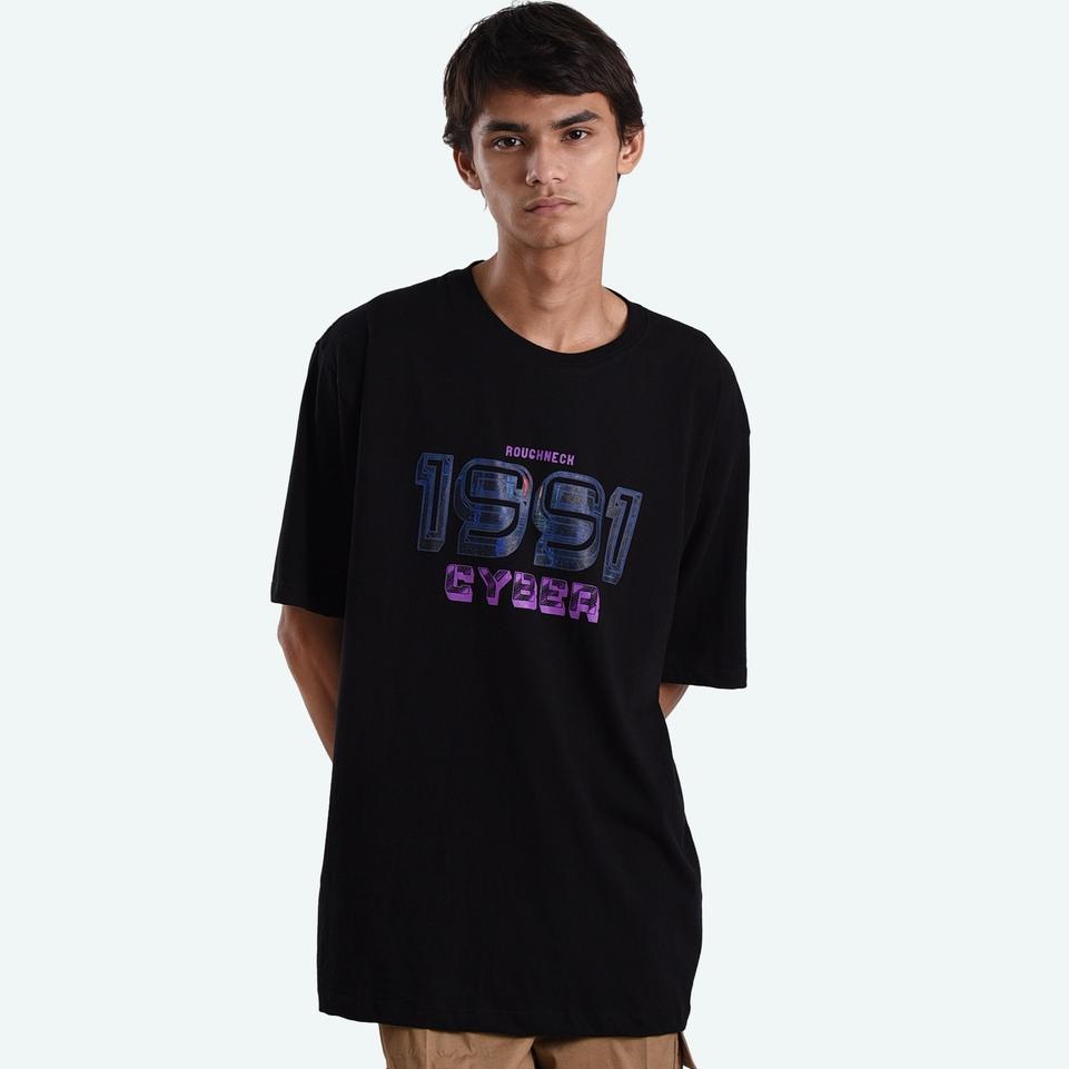 Harga Termurah Roughneck T416 Black Cyber Crew Tshirt