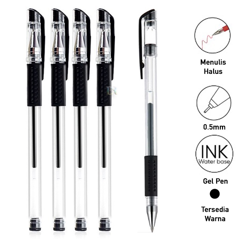 LNR Shop 05.mm Gel Pen Ink Pulpen Hitam Tebal Tinta Isi Ulang Reffil Deli Alat Tulis Sekolah Kantor Arrow