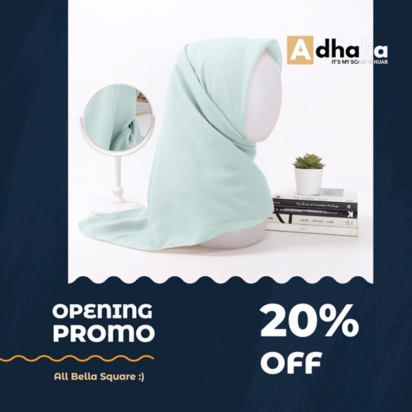Bella square hijab segiempat polos double hycount - baby mint