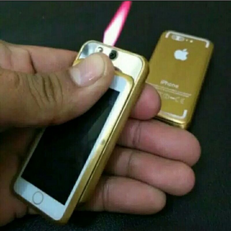 Korek Api Gas Isi Ulang model IPhone Mini Unik Korek Api Bara