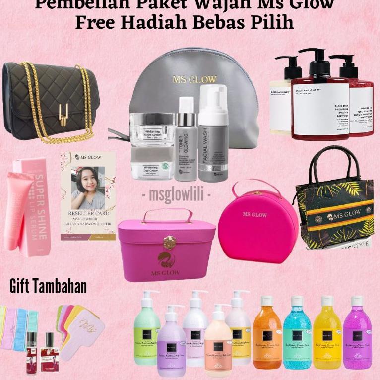 W77L MS GLOW PAKET WHITENING ACNE LUMINOUS ULTIMATE WHITE CELL DNA  TAS SCARLETT EMAS BOX KOSMETIK