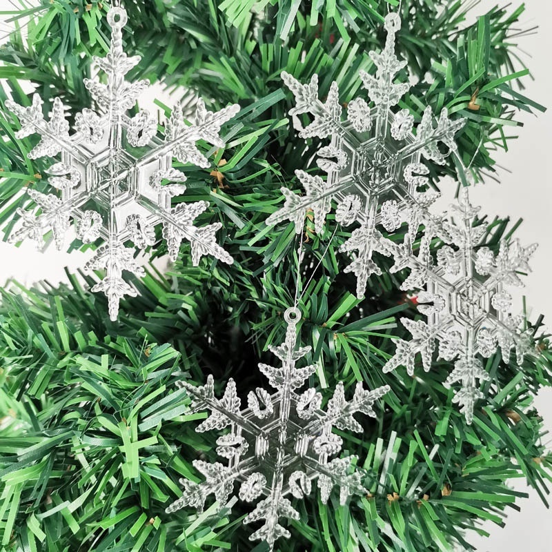 Liontin Desain Snowflake Bahan Akrilik Transparan Untuk Dekorasi Natal