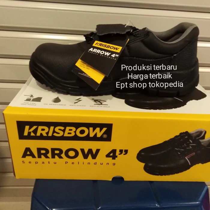 Boots Sepatu Pengaman Krisbow Safety Shoes Arrow 4 Inch Sepatu Sefty- Hitam