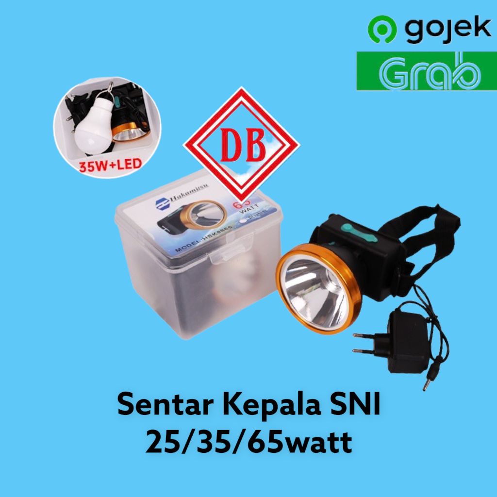 SENTER KEPALA CHARGER 65Watt/WARNA LAMPU KUNING/SENTER KEPALA HIKING