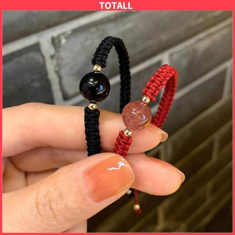 COD Gelang Tenun Pasangan Obsidian Rasa Desain Niche Temperamen Sederhana Tali Gelang Kristal-Totall