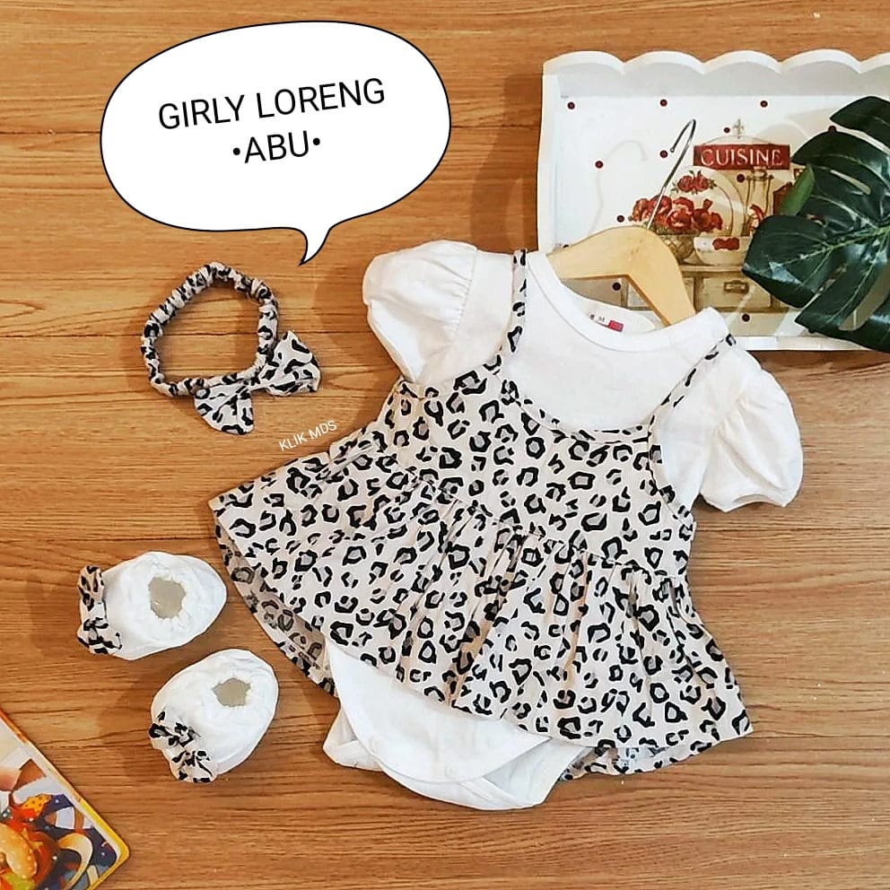 Klik Mds Jumper Bayi Perempuan Girly Set Free Headband Dan Sepatu Ukuran M dan L Usia 0-12 Bulan