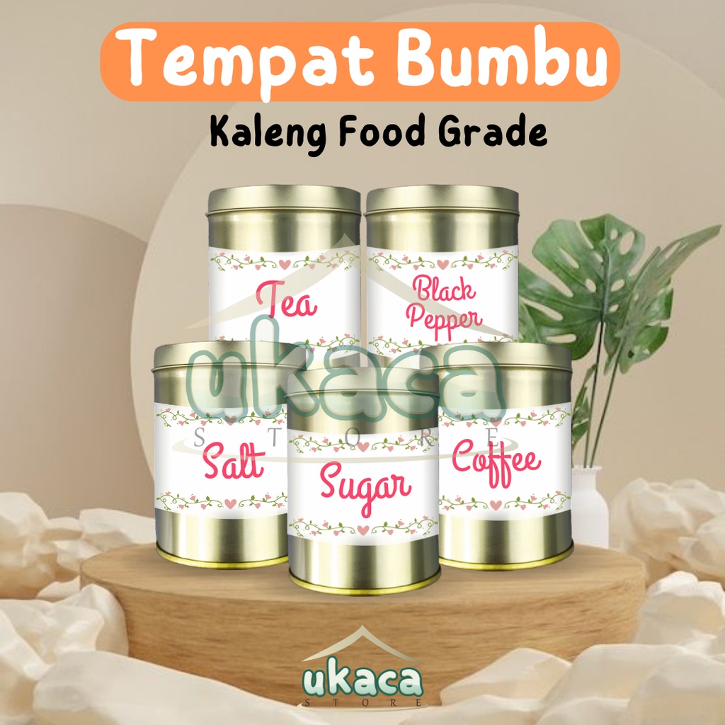 ENGLISH Tempat Bumbu Aesthetic Dapur Kaleng Toples Food Grade Free Stiker Label Perlengkapan Rumah T