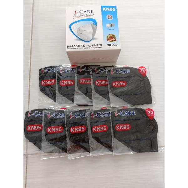 masker kn95 5ply i-care 3d ORI ada emboss icare  harga 1box isi 20pc. kemasan  PER 1 PC DIPLASTIK KN95