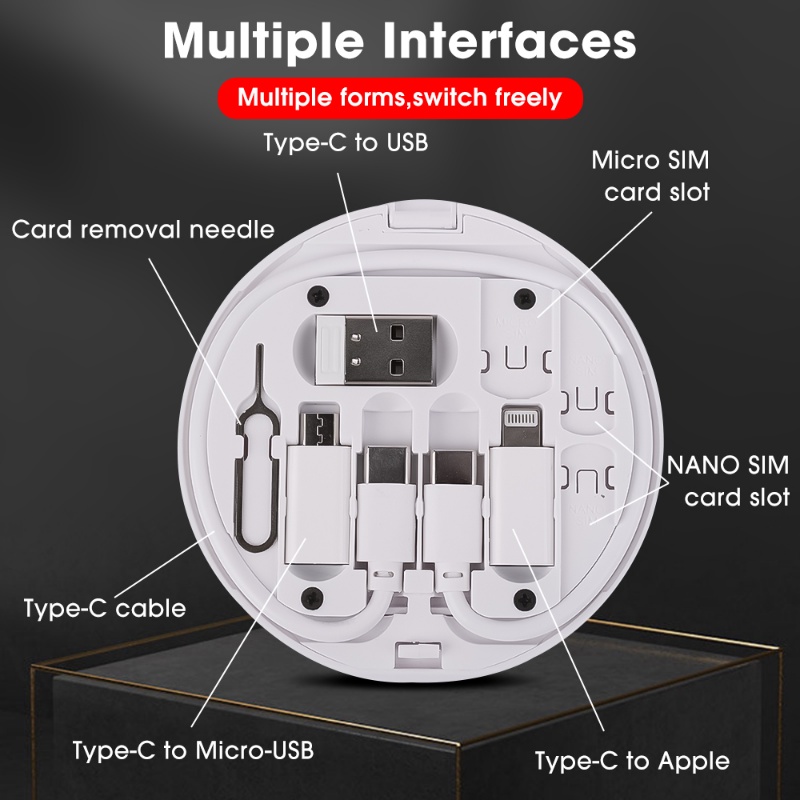 Set Kabel Data / Charger 60W Fast Charging Multifungsi Dengan Kotak Penyimpanan